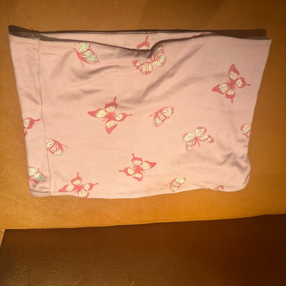 Pink Butterfly Print bandeau